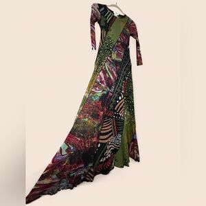 FUZZI Patchwork Printed Tulle Dress XS